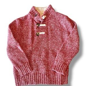Cat & Jack Boys Sweater 5T Red Knit Toggle Marbled Cozy Winter